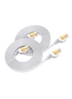 Buy Cat 8 Ethernet Cable 25 ft 2Pack High Speed Flat 8 LAN Network 40Gbps 2000Mhz Heavy Duty Gigabit Internet Shielded in Wall, Indoor&Outdoor for Router, Modem, Gaming PC in UAE