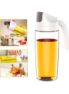 Buy Olive Oil Dispenser Bottle for Cooking,Vinegar Bottle Glass,Baking,Roasting,Grilling,Leakproof, With Automatic Cap and Stopper 600ml in Saudi Arabia