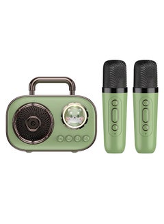 Buy Mini Karaoke Machine Portable Bluetooth Speaker with 2 Wireless Microphones, Karaoke Machine for Adults and Kids with Wireless Microphones PA Speaker System for Family Party Singing (Green) in Saudi Arabia