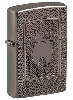 Buy Zippo 48569 24095 Flame Pattern Design Armor High Polish Black Windproof Lighter in UAE