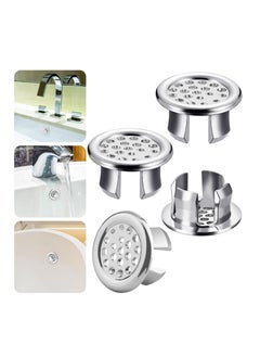 Buy Sink Overflow Ring, KASTWAVE Kitchen Bathroom Sink Hole Round Overflow Cover Basin Trim Overflow Drain Cap Cover Insert in Hole Spares, 30mm Silver (4 Pieces Mesh-Type) in UAE