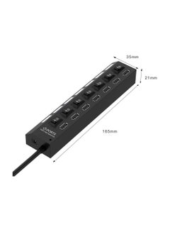 Buy 7 Ports USB Hub 2.0 USB Splitter High Speed 480Mbps With On Off Switch 7 LED in UAE