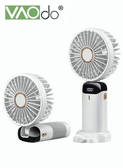 Buy 3-In-1 Hand-held Fan USB Interface Charging Portable Foldable Electric Fan Charge Capacity Display Electric Fan Travel Office Mini Fan White in UAE