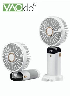 اشتري 3-In-1 Hand-held Fan USB Interface Charging Portable Foldable Electric Fan Charge Capacity Display Electric Fan Travel Office Mini Fan White في السعودية