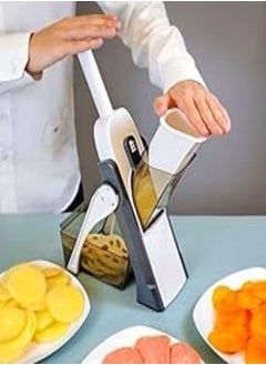 Buy 5 in 1 Mandoline Slicer Provides a Unique and Versatile Experience in Cutting Vegetables and Fruits - Thanks to Its Vertical Design. (Gray) in Egypt