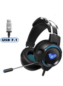 اشتري Aula G91 Gaming Headset – USB 7.1 Surrounded Sound – RGB Lighting – 50mm Drive – 4D Surround  – Flexible Mic  For PC | Black في مصر