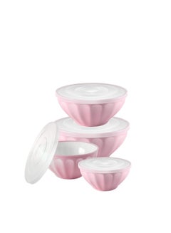 اشتري Mixing Bowls with Lids Set, Plastic Serving Bowls for Baking Prep & Storing Food, Nesting Salad Bowl, Great for Picnic Camping, BPA-free, Microwave Safe, 1.5 | 2.4 | 3.5 | 5 QT (4, Pink) في السعودية