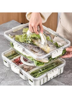 Buy 2 Pack Portable Fresh Produce Saver, Kitchen Food Storage Box, Refrigerator Storage Cabinet, Fruit Organizer Bins, Egg Fruit Storage Containers for Fridge with Lids Handle, 4 Removable Colanders in Saudi Arabia