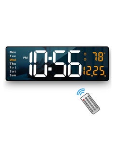 اشتري Digital Wall Clock Large Display, 16.2 Inch Large Wall Clocks, LED Digital Clock with Remote Control for Living Room Decor, Automatic Brightness Dimmer Big Clock with Date Week Temperature (Orange) في الامارات