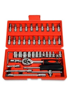 Buy 46 Piece Drive Ratchet Wrench Set Bit Socket Extension Bar for Auto Repairing Household use with Storage Case in UAE