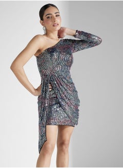 Buy Printed Sequin Mini Dress in UAE