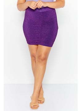 اشتري Women Textured Mini Skirt, Purple في الامارات