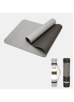 Buy MahMir Yoga Mat Anti-Slip Exercise Mat with Carrying Bag Fitness Mat for Pilates 183CM*61CM*6MM Thickness for Woman Man Beginners (Dark Grey + Black) in UAE