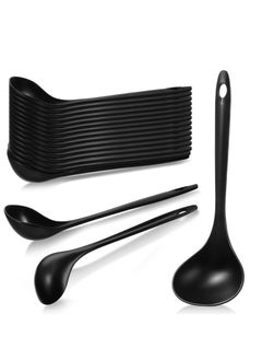 Buy Serving Tablespoons, 18 Pcs Large Plastic Serving Spoons, Disposable Serving Spoons, Heavy Duty Serving Utensils Set, Reusable Spoons for Party Catering Buffet Dinner Soup, BPA Free, Black in UAE