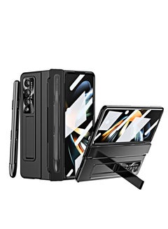 Buy For Samsung Galaxy Z Fold 3 Case with S Pen & Pen Holder, One-Piece Design Z Fold 3 Case with Hinge Protection Built-in Screen Protector Kickstand All-Inclusive Slim PC Case for Z Fold 3 Black in UAE