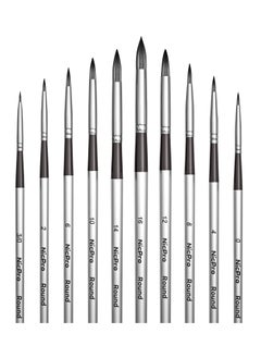 اشتري Artist Watercolor Paint Brushes, 10 PCS Round Pointed Tip Paint Brushes Set for Water Color, Acrylic Oil, Gouache, Ink, Detail, Tempera, By Number Model Art Paintbrush في الامارات