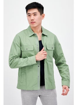 Buy Men Sportswear Fit Outdoor Long Sleeve Jacket, Green in UAE