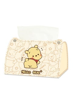 Buy Winnie Pu Leather Tissue Box Cover, Tissue Box Holder for Living Room, Office Desk Tissue Box Cover for Car in UAE