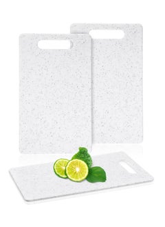 اشتري Plastic Utility Cutting Board with Handles, Food Safe PP Material, Dishwasher Safe, Thick Chopping Board, Large Size, Easy Grip Handle, for Kitchen White 3 Pcs في الامارات