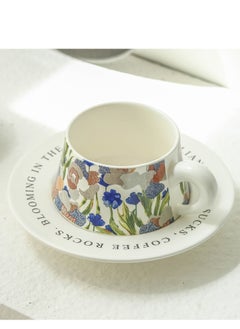 Buy 2-Piece Unique Ceramic coffee Cup And Saucer, White16.5x16.5x2.5cm in Saudi Arabia