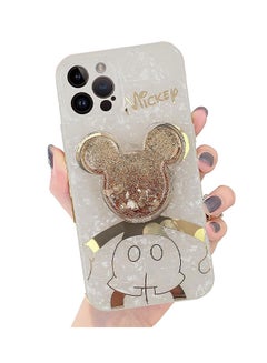 Buy Compatible with iPhone 14 Pro Max Cartoon Case, Mickey Mouse with Quicksand Cell Phone Holder Strap Soft TPU Shockproof Protective White in UAE