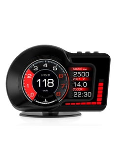 Buy Car HUD Heads Up Display OBD Gauge Display+GPS Speedometer MPH Digital Speedometer Tachometer Water Temperature Gauge Fatigue Driving Speeding Alarm in Saudi Arabia