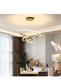 Buy Modern Dimmable LED Pendant Light 3 Rings Chandeliers Fixture with Remote Control in Saudi Arabia