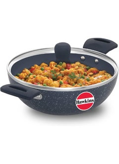 اشتري Ceramic Nonstick 2.5 Litre Deep Kadhai Induction Deep Fry Pan with Glass Lid Granite Kadai ICK25G في الامارات