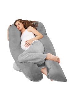 Buy PLUSH Full Body U-Shape Pregnancy Pillow for Maternity Support and Comfort with Removable 100% Cotton Cover in UAE