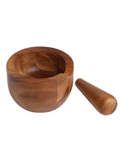 Buy Wood Mortar/Pestle Brown in UAE