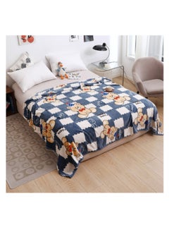 Buy LUNA HOME Fleece Blanket 200*230cm, Super Soft Throw Checker Board with Bear,Gray Color. in UAE