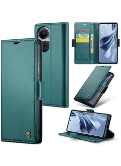 Buy CaseMe Flip Wallet Case For OPPO Reno 10/10 Pro 5G RFID Blocking PU Leather Wallet Flip Folio Case with Card Holder Kickstand Shockproof Phone Cover - Green in Egypt