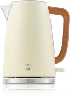 Buy 2200W Electric Kettle with Wooden Handle, Auto Shut-Off Function, Stainless Steel Filter, 1.7L Capacity, Beige E03239 in Saudi Arabia