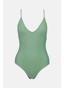 Buy Women One Piece Solid Swimsuit, Dark Ivy in Saudi Arabia