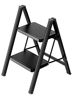 Buy GECKO 2 Step Ladder Folding Step Stool with Wide Anti-Slip Pedal 150kg Portable Ladders for Home and Office Use Kitchen (2 Step Ladder) in UAE