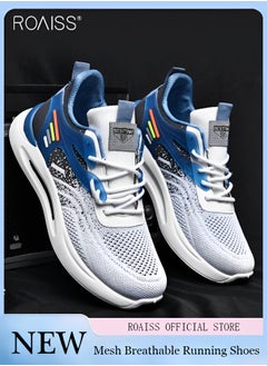 Buy Men's Breathable Mesh Thick Sole Sports Shoes Contrast Air Cushion Running Basketball Fitness Shoe Comfortable And Versatile Lace Up Anti Slip Casual Shoes in UAE