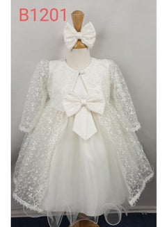 Buy Full Sleeved Baby Girls Ribbon Dress with A Lovely Matching Headband in UAE