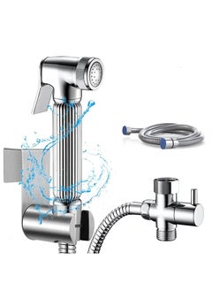 Buy Handheld Bidet Sprayer for Toilet-Adjustable Water Pressure Control with Bidet Hose for Feminine Wash, Stainless Steel Brushed Nickel Cloth Diaper Bidet Toilet Sprayer for Baby Wash in Saudi Arabia