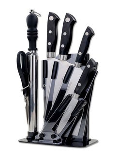 Buy 6-Piece Kitchen Knife Set With Stand YG-762 Silver/Black in Saudi Arabia