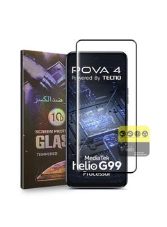 Buy Premium E2E Full Glue Full Cover Tempered Glass Screen Protector For Tecno Pova 4 4G 2023 Clear/Black in Saudi Arabia