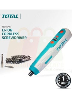 Buy TOTAL Lithium-ion Cordless Screwdriver with 42 Pcs Accessories - TSDLIO403 in Saudi Arabia
