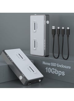 اشتري 10 Gbps Dual-Bay M.2 NVMe Duplicator 2 Bay Offline Clone Docking Station, USB C to NVME SSD Enclosure for M Key NVMe PCIe 2242 2260 2280 22110 M.2 SSDs في الامارات