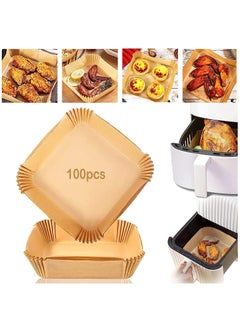 Buy Disposable Square Air Fryer Paper Liners, Non-Stick Parchment Paper 100 Pieces in UAE