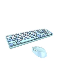 اشتري Keyboard and Mouse Wireless 104keys Combo Set BLUE في الامارات