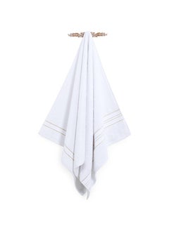 اشتري Medley Bath Towel, White & Gold - 500 GSM, 70x140 cm في الامارات