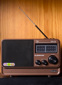 Buy Olsenmark Rechargeable Radio with MP3 Player OMR1250, Wireless Connection, Good Sound Quality, 3 Band, USB, TF, FM Functions, Bluetooth, Equipped with Battery, Portable and Lightweight Design in UAE