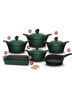 Buy Lava Granite Set, 12 Square Pieces, 4 Pots - 18-20-24-30 - Frying Pan 26 - Roaster 40 2 Silicone Holder in Egypt