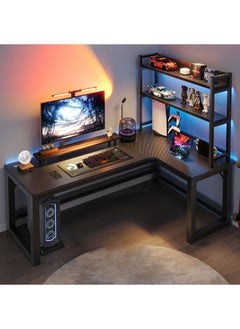 Buy Computer and Multifunction Table Home Office Workstation with Storage Rack 120X100 cm (Right Corner) in UAE