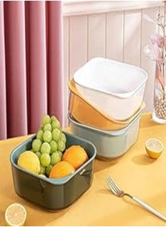 اشتري Kitchen Double Layer Fruit and Vegetable Wash and Dry Filter Vegetable Basket Household Plastic Filter Vegetable Basket (Small, Green) في مصر