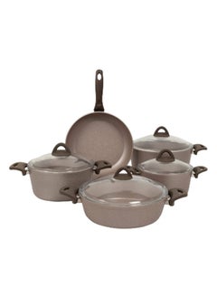 اشتري Dorn Casserole and Fry Pan Set, Beige, Clear & Brown - 26 cm في الامارات